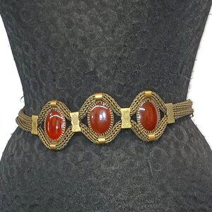 Ferrara Wire Knit Belt With Semi Precious Cabochons
